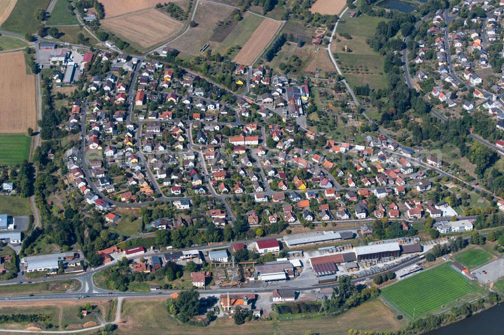 Marienbrunn from the bird's eye view: Town View of the streets and houses of the residential areas in Marienbrunn in the state Bavaria, Germany