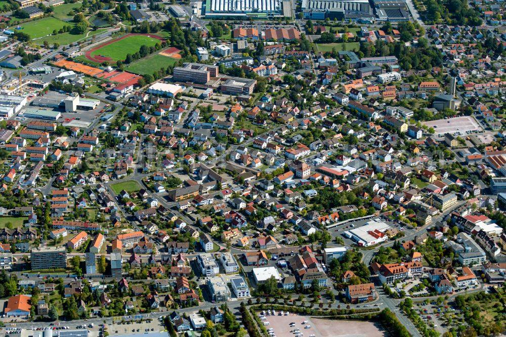 Aerial image Marktheidenfeld - Town View of the streets and houses of the residential areas in Marktheidenfeld in the state Bavaria, Germany