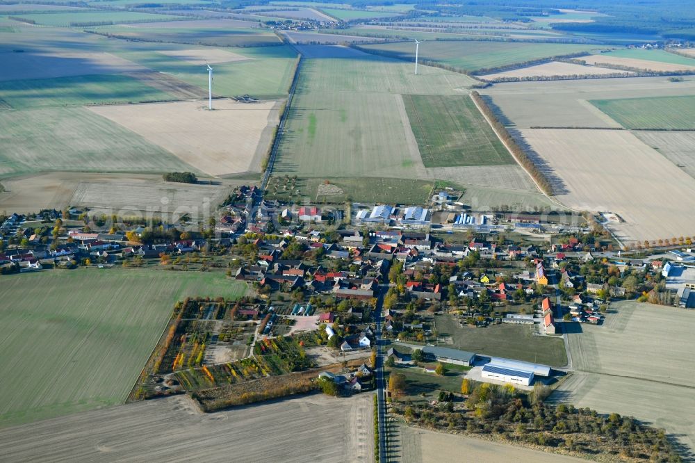 Aerial photograph Marzahna - Town View of the streets and houses of the residential areas in Marzahna in the state Brandenburg, Germany