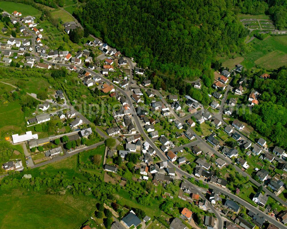 Medenbach from above - Town View of the streets and houses of the residential areas in Medenbach in the state Hesse, Germany