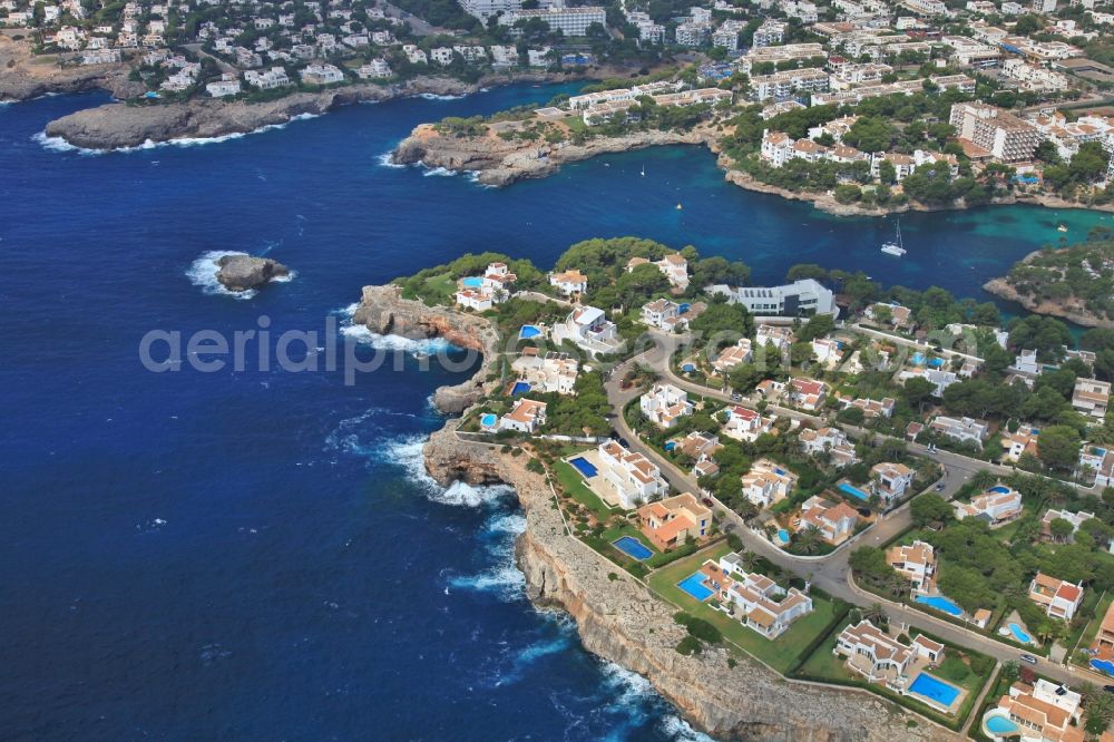 Aerial image Santanyí - Townscape on the seacoast of Cala d'Or in SantanyA? in Mallorca in Islas Baleares, Spain