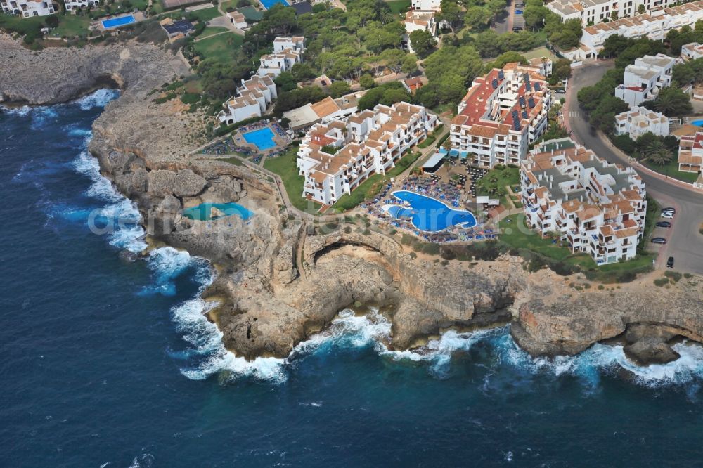 Santanyí from the bird's eye view: Townscape on the seacoast of Cala d'Or in SantanyA? in Mallorca in Islas Baleares, Spain