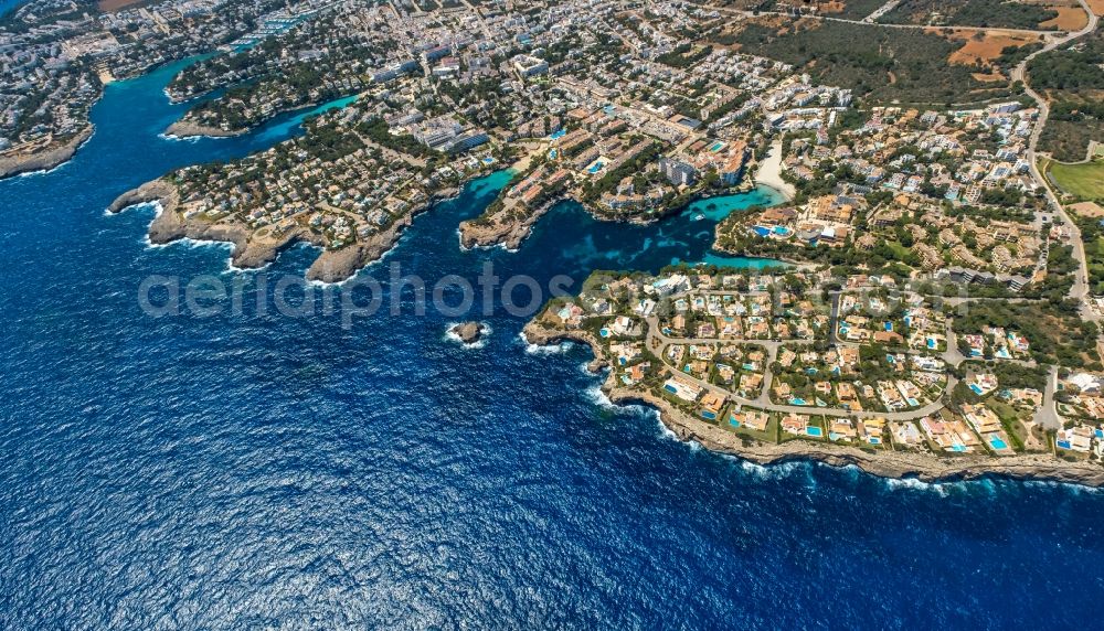 Aerial image Santanyi - Townscape on the seacoast of Cala d'Or in SantanyA? in Mallorca in Islas Baleares, Spain