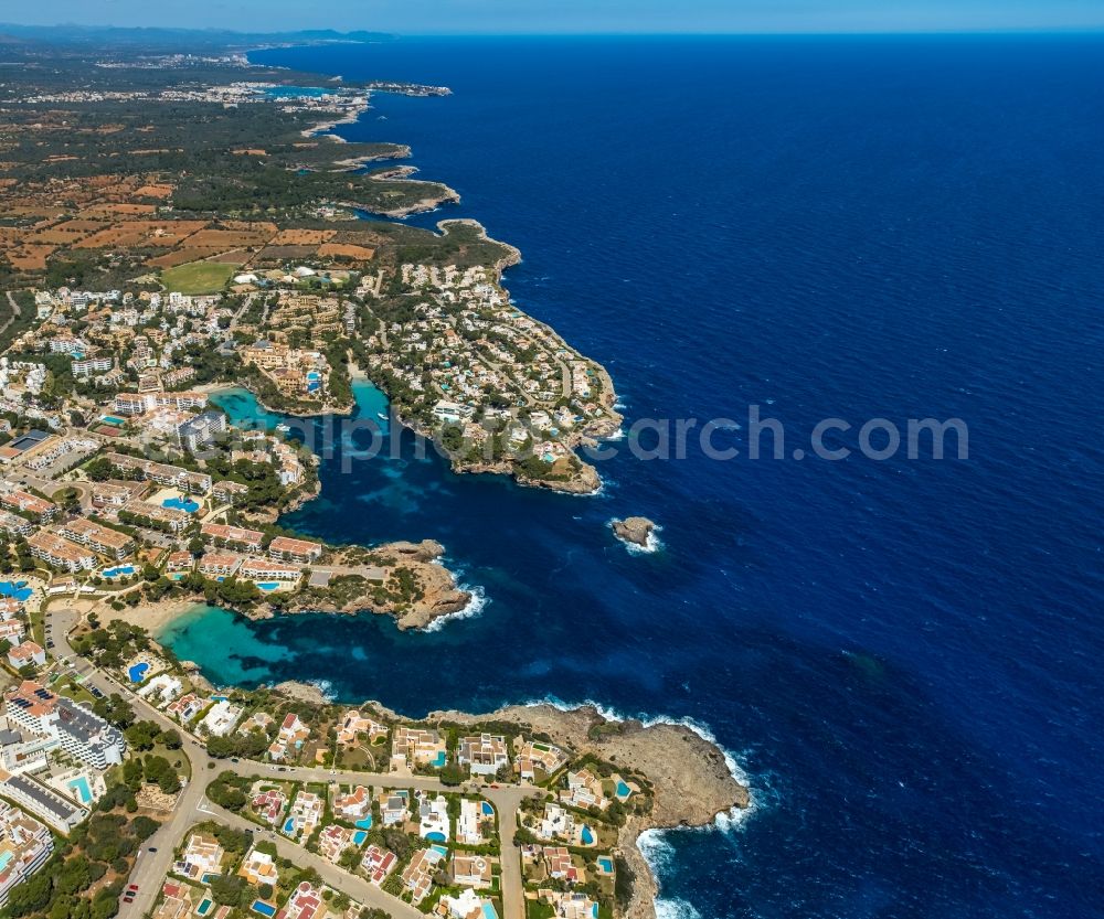 Aerial photograph Santanyi - Townscape on the seacoast of Cala d'Or in SantanyA? in Mallorca in Islas Baleares, Spain