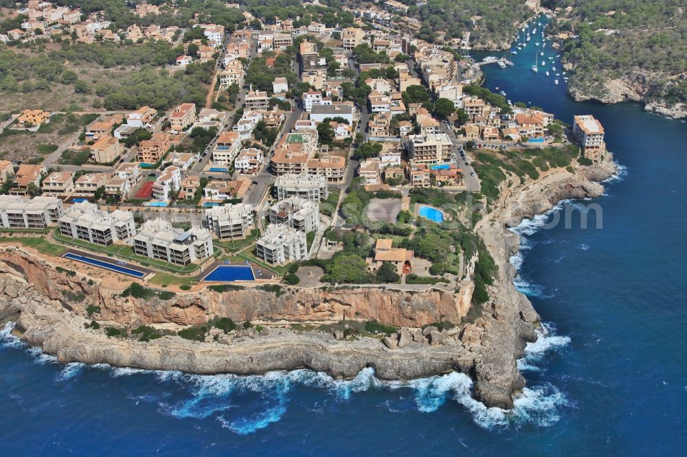 Cala Figuera from above - Townscape on the seacoast of Cala Figuera in Santanyi in Mallorca in Islas Baleares, Spain