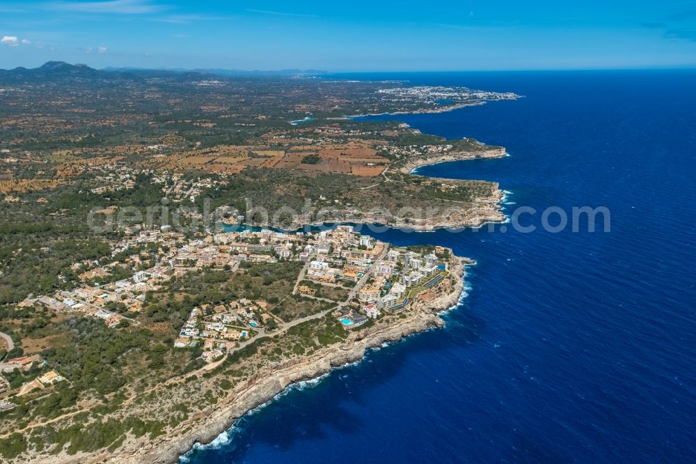 Cala Figuera from the bird's eye view: Townscape on the seacoast of Cala Figuera in Santanyi in Mallorca in Islas Baleares, Spain