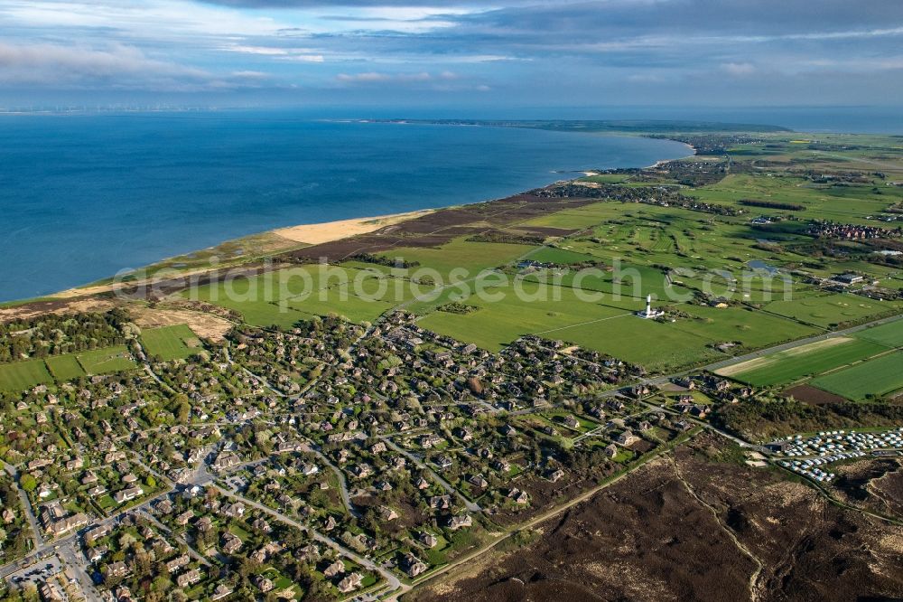 Kampen (Sylt) from above - Townscape on the seacoast in Kampen (Sylt) at the island Sylt in the state Schleswig-Holstein, Germany