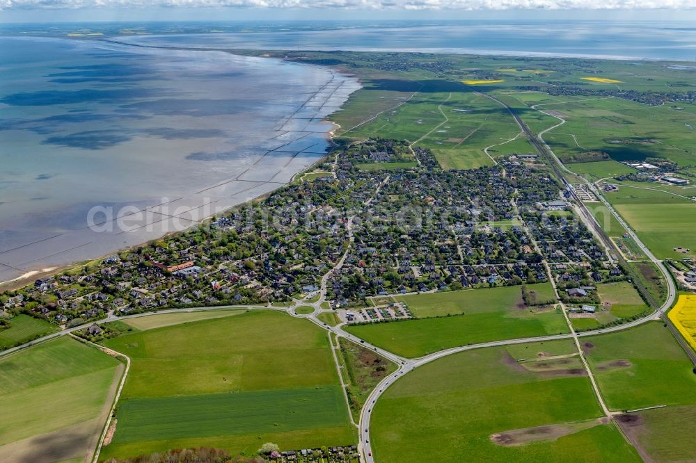 Aerial photograph Keitum - Townscape on the seacoast in Keitum at the island Sylt in the state Schleswig-Holstein, Germany