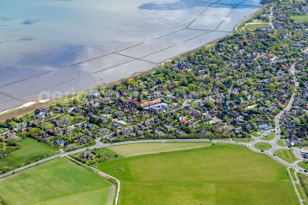 Keitum from above - Townscape on the seacoast in Keitum at the island Sylt in the state Schleswig-Holstein, Germany