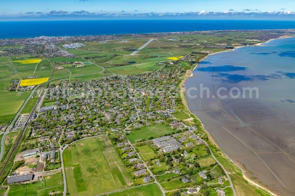 Keitum from above - Townscape on the seacoast in Keitum at the island Sylt in the state Schleswig-Holstein, Germany