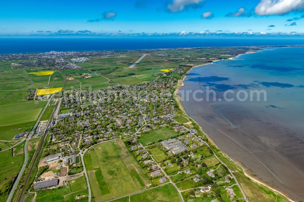 Aerial image Keitum - Townscape on the seacoast in Keitum at the island Sylt in the state Schleswig-Holstein, Germany