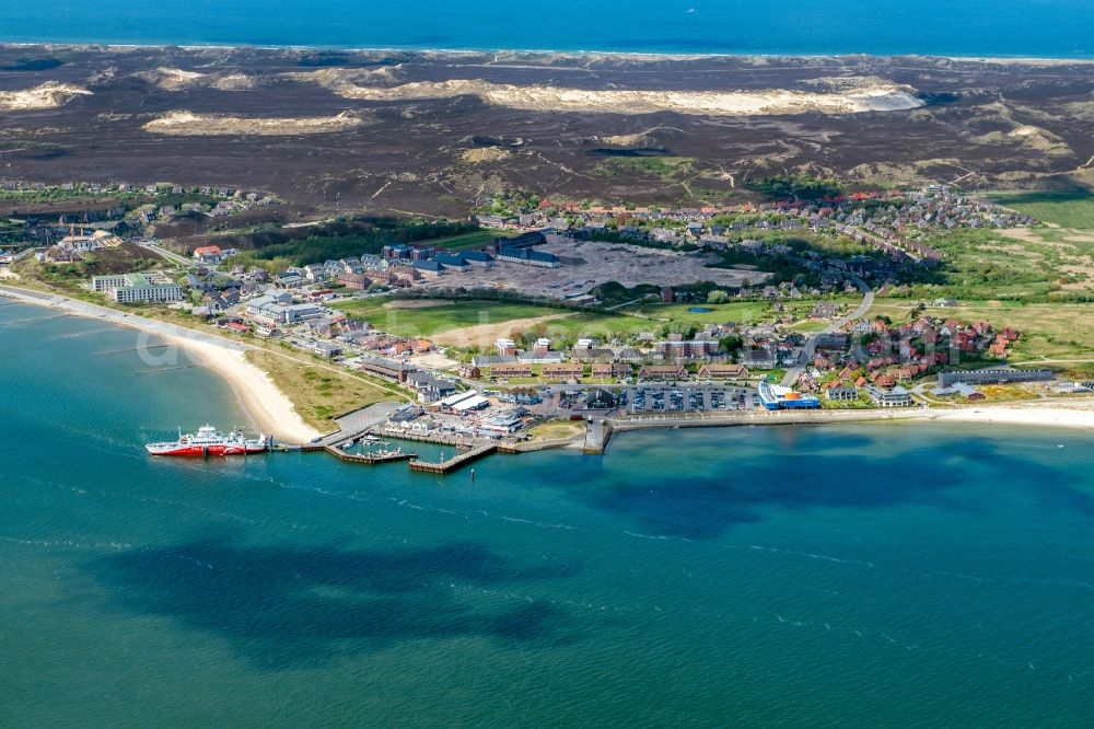 List from the bird's eye view: Townscape on the seacoast in List at the island Sylt in the state Schleswig-Holstein, Germany