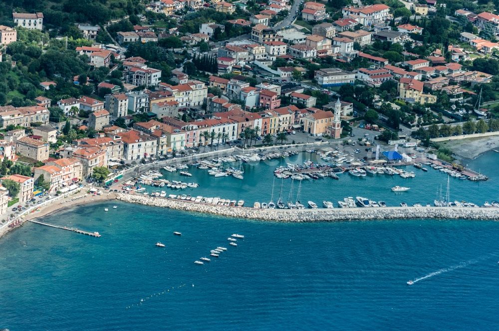 Scario from above - Townscape on the seacoast of Scario in Campania, Italy