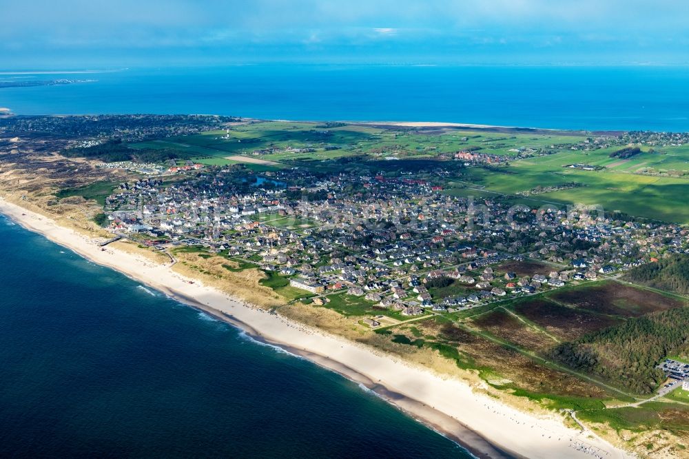 Wenningstedt (Sylt) from above - Townscape on the seacoast in Wenningstedt (Sylt) on Island Sylt in the state Schleswig-Holstein, Germany