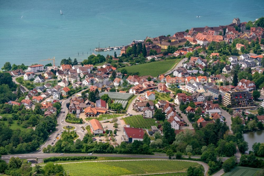 Aerial image Meersburg - Town View of the streets and houses of the residential areas in Meersburg in the state Baden-Wuerttemberg, Germany