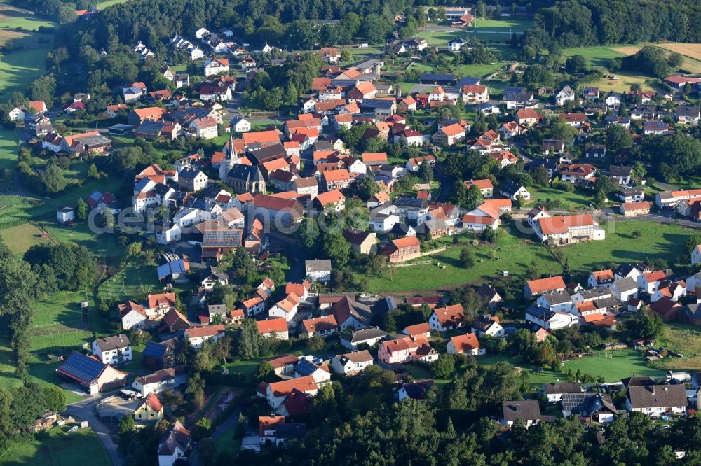 Aerial photograph Mengsberg - Town View of the streets and houses of the residential areas in Mengsberg in the state Hesse, Germany