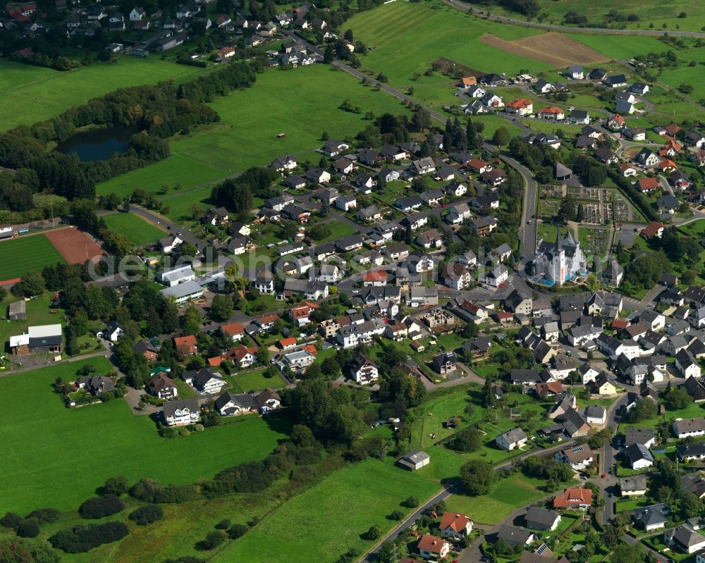 Meudt from the bird's eye view: View at Meudt and church in Rhineland-Palatinate