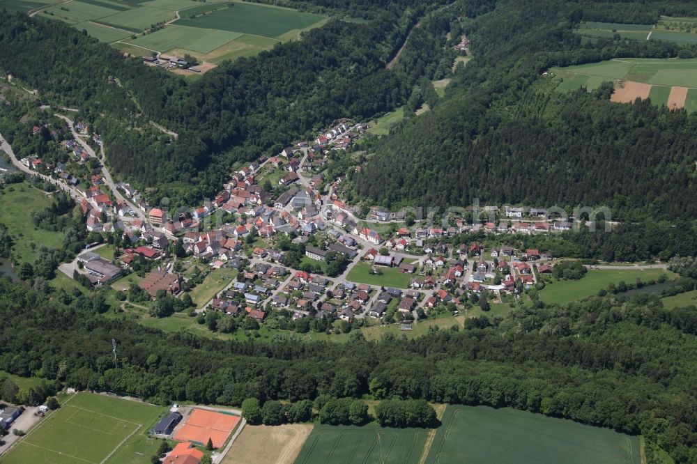 Aerial image Mühlen am Neckar - View of Mühlen am Neckar in the state of Baden-Württemberg