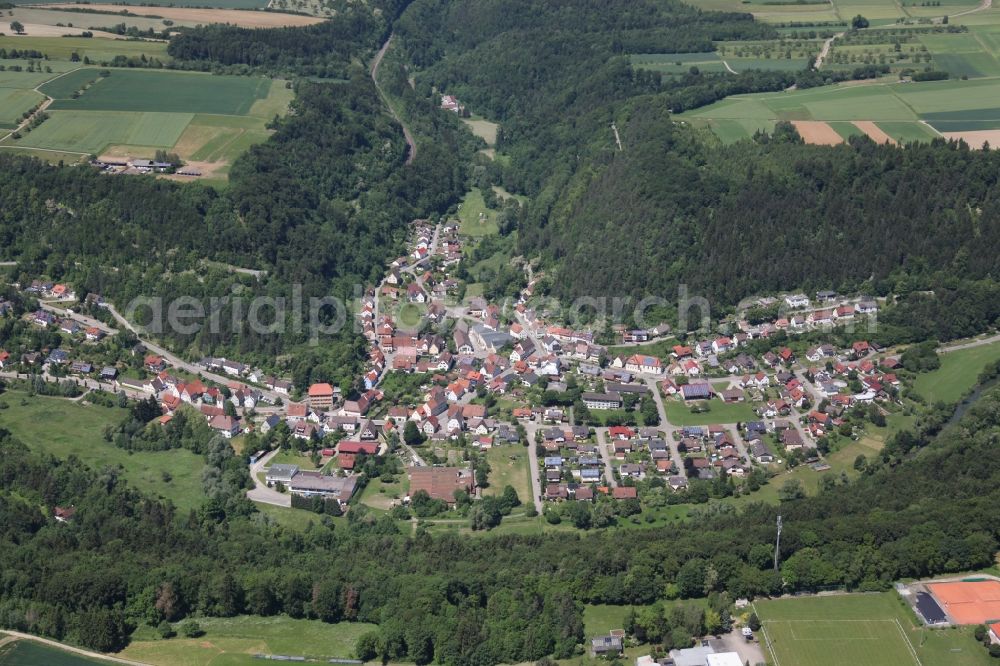 Mühlen am Neckar from the bird's eye view: Local view of Mühlen am Neckar in the state of Baden-Württemberg