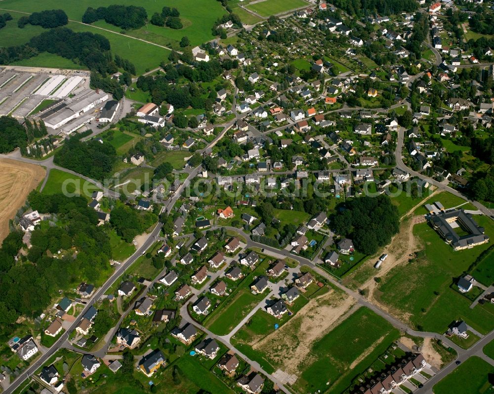 St. Michaelis from above - Town View of the streets and houses of the residential areas in St. Michaelis in the state Saxony, Germany