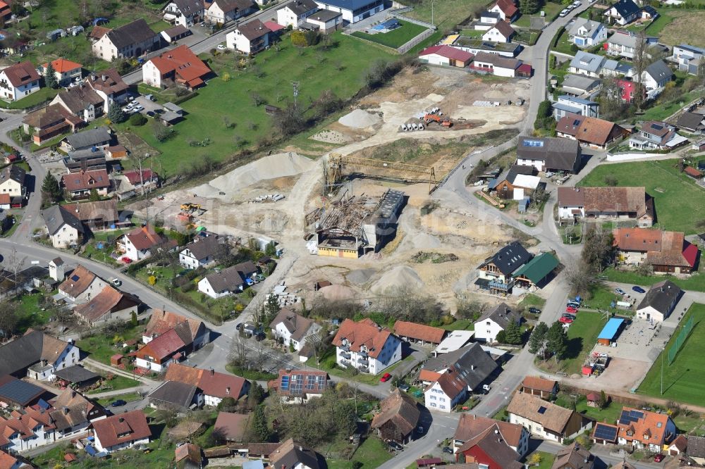 Aerial image Rheinfelden (Baden) - City view of the streets and houses of the residential areas of Minseln with construction area Weihermatten in the state Baden-Wurttemberg, Germany