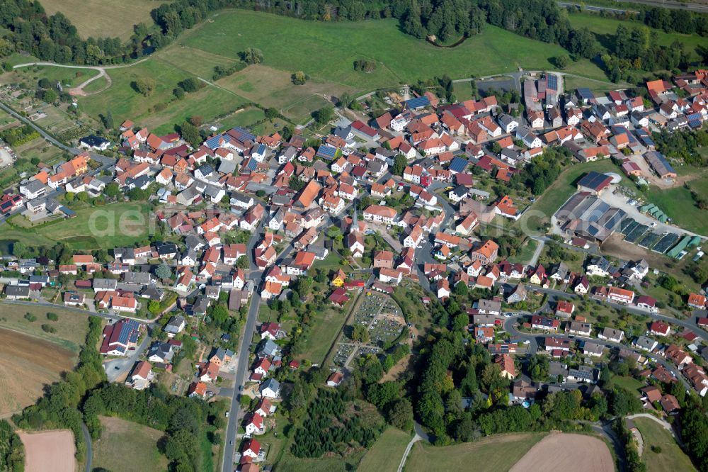 Aerial image Mittelsinn - Town View of the streets and houses of the residential areas in Mittelsinn in the state Bavaria, Germany