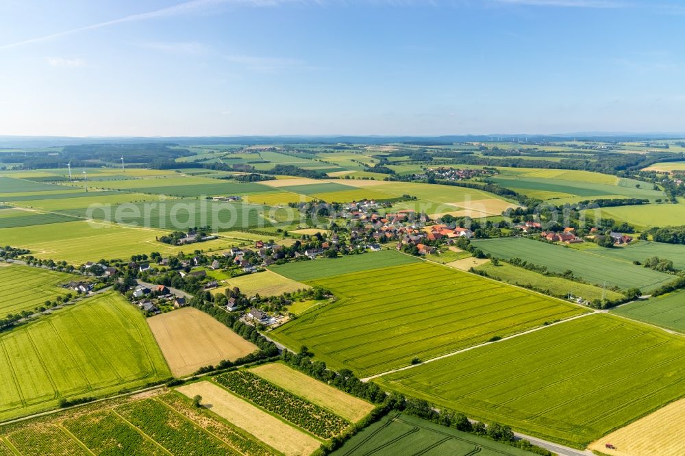 Aerial photograph Müllingsen - Town View of the streets and houses in Muellingsen in the state North Rhine-Westphalia, Germany