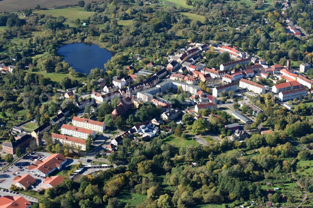 Aerial photograph Müncheberg - Town View of the streets and houses of the residential areas in Muencheberg in the state Brandenburg, Germany