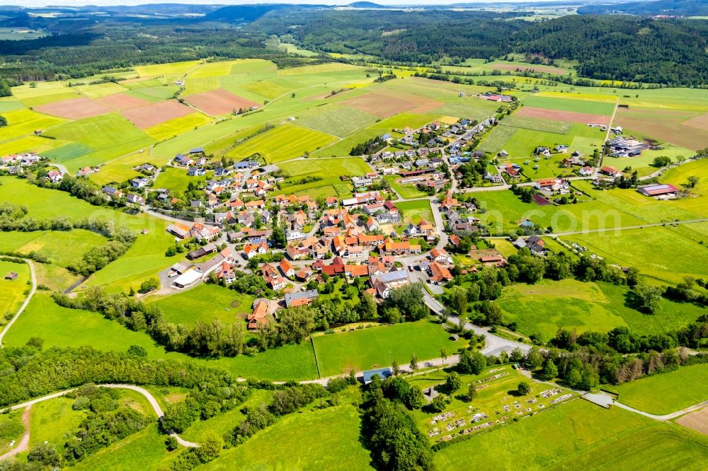 Münden from the bird's eye view: Town View of the streets and houses in Muenden in the state Hesse, Germany