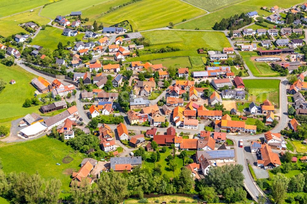 Aerial image Münden - Town View of the streets and houses in Muenden in the state Hesse, Germany