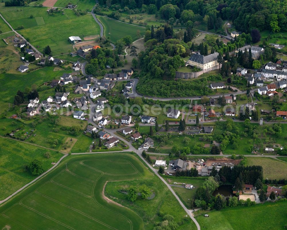 Aerial photograph Molsberg - View at Molsberg, with the castle Molsberg in Baroque style, in Rhineland-Palatinate