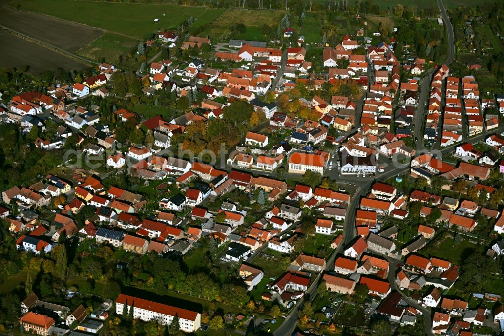 Aerial photograph Molschleben - Town View of the streets and houses of the residential areas in Molschleben in the state Thuringia, Germany