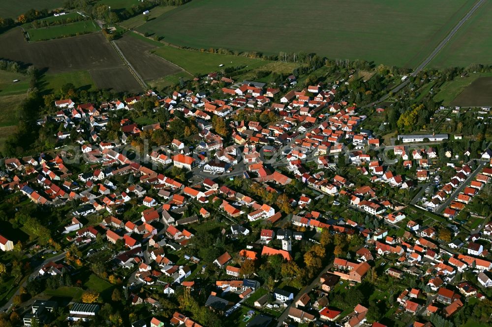 Aerial photograph Molschleben - Town View of the streets and houses of the residential areas in Molschleben in the state Thuringia, Germany