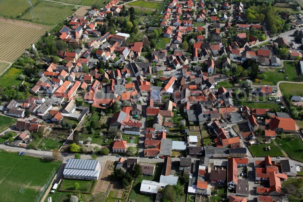 Aerial image Monzernheim - Townscape of Monzernheim is a municipality in the district Alzey-Worms in Rhineland-Palatinate