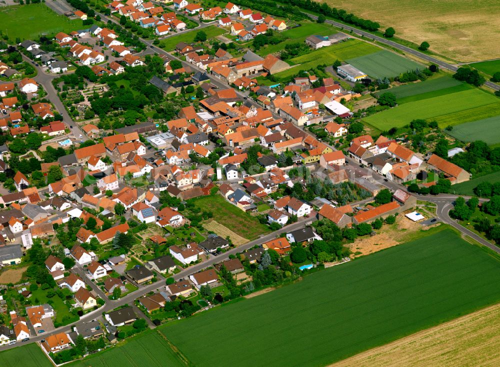 Morschheim from the bird's eye view: Town View of the streets and houses of the residential areas in Morschheim in the state Rhineland-Palatinate, Germany