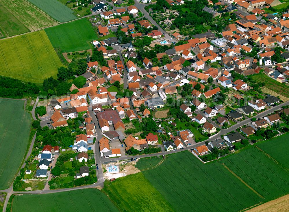 Aerial image Morschheim - Town View of the streets and houses of the residential areas in Morschheim in the state Rhineland-Palatinate, Germany