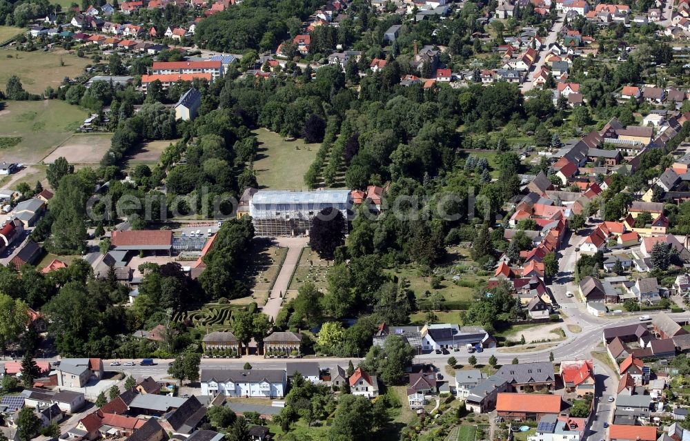 Aerial image Mosigkau - Town View of the streets and houses of the residential areas in Mosigkau in the state Saxony-Anhalt, Germany