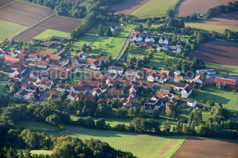 Aerial photograph Mörshausen - Town View of the streets and houses of the residential areas in Moershausen in the state Hesse, Germany