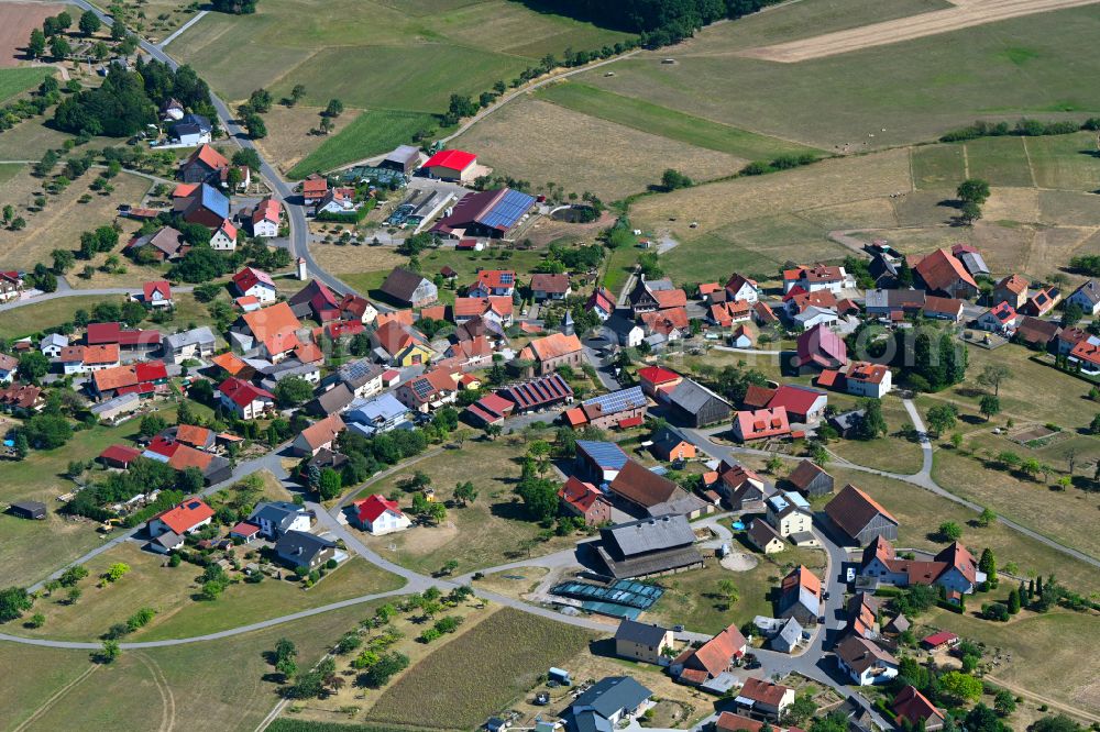 Aerial image Mudau - Town View of the streets and houses of the residential areas in Mudau in the state Baden-Wuerttemberg, Germany