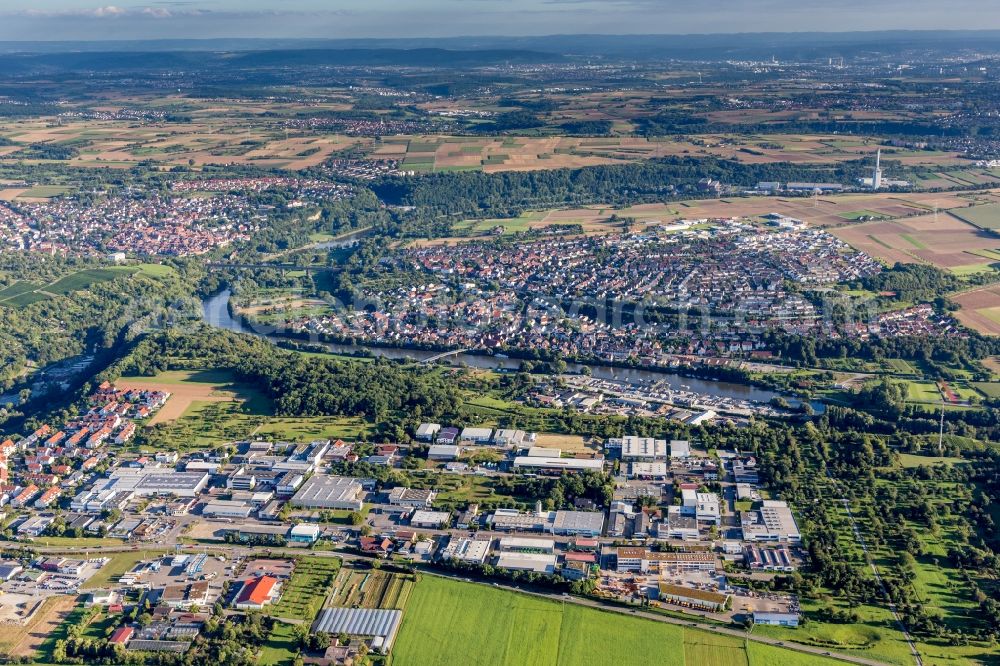 Murr from above - Town View of the streets and houses of the residential areas in Murr in the state Baden-Wuerttemberg, Germany