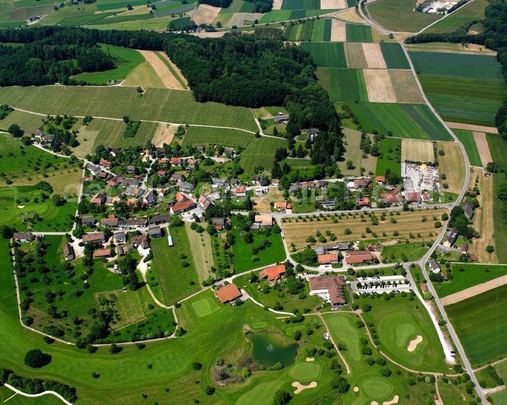 Nack from the bird's eye view: Town View of the streets and houses of the residential areas in Nack in the state Baden-Wuerttemberg, Germany