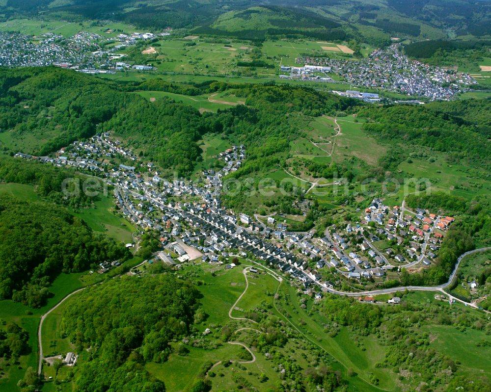 Aerial image Nanzenbach - Town View of the streets and houses of the residential areas in Nanzenbach in the state Hesse, Germany