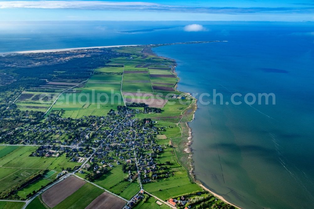 Nebel from above - Town view of Nebel on the North Sea coast of the island Amrum in the state Schleswig-Holstein, Germany