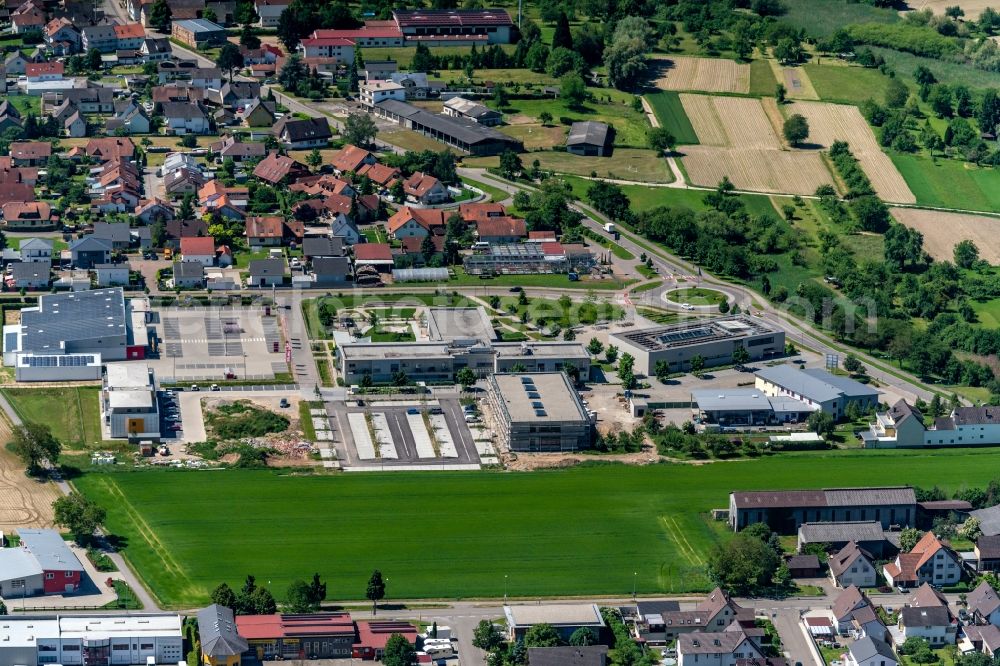 Aerial photograph Rheinhausen - Town View of the streets and houses of the residential areas in Rheinhausen in the state Baden-Wurttemberg, Germany