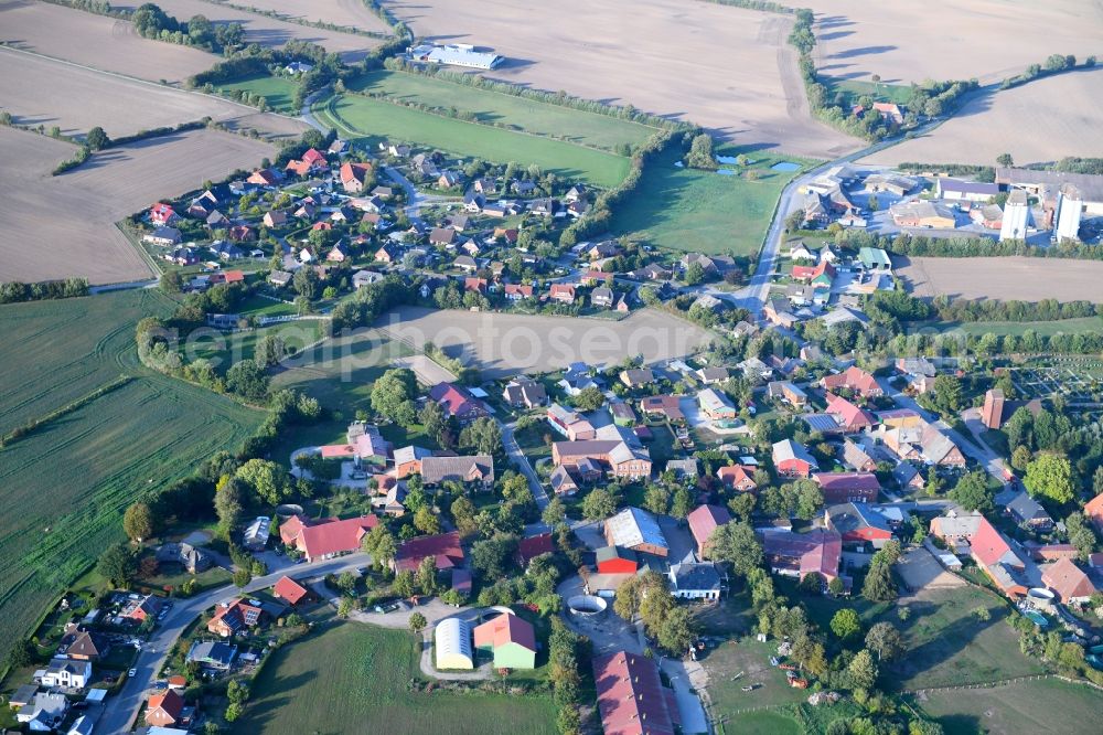 Neuengörs from above - Town View of the streets and houses of the residential areas in Neuengoers in the state Schleswig-Holstein, Germany