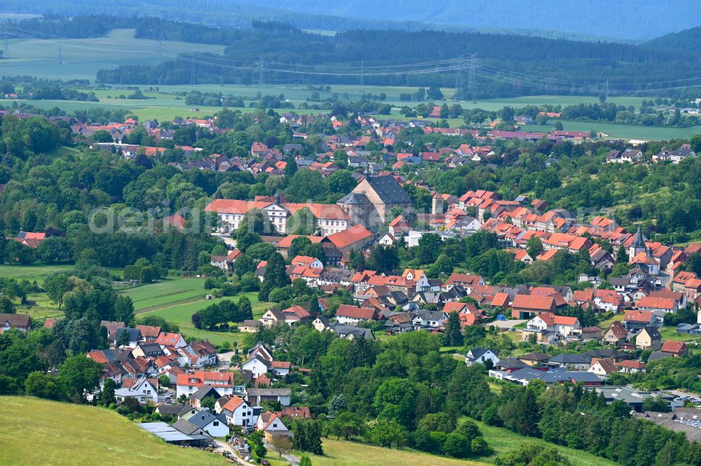 Neuhof from above - Town View of the streets and houses of the residential areas in Neuhof in the state Lower Saxony, Germany