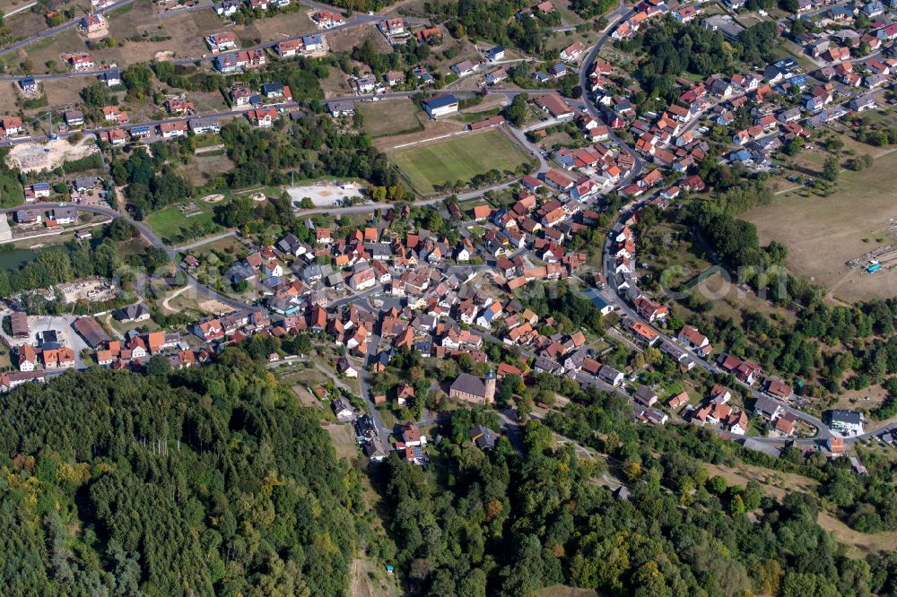 Aerial photograph Neuhütten - Town View of the streets and houses of the residential areas in Neuhütten in the state Bavaria, Germany