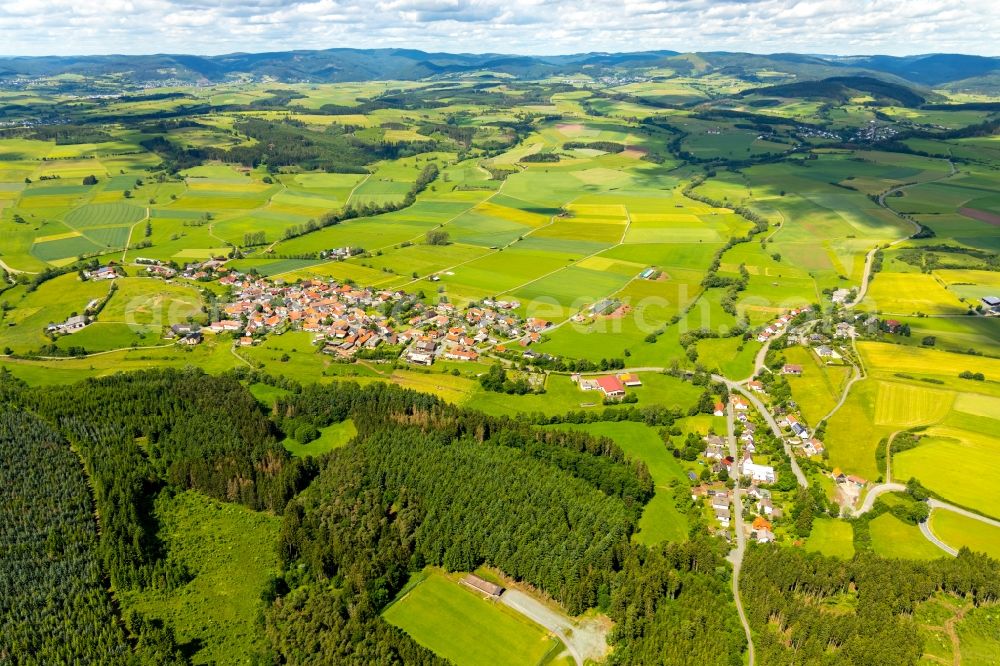 Neukirchen from the bird's eye view: Town View of the streets and houses in Neukirchen in the state Hesse, Germany