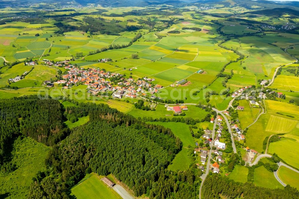 Aerial image Neukirchen - Town View of the streets and houses in Neukirchen in the state Hesse, Germany