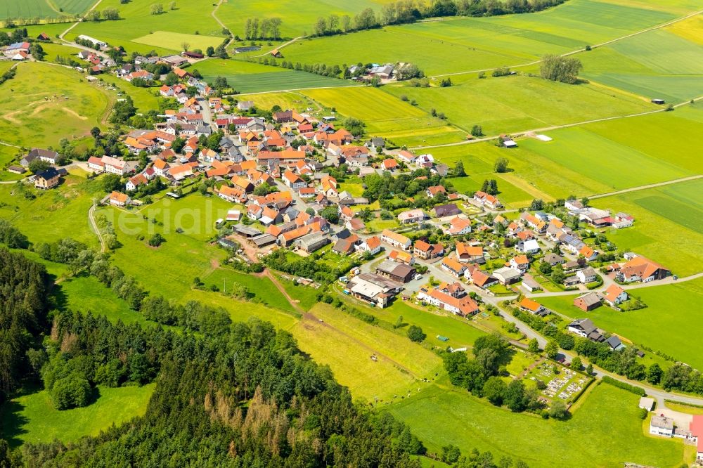 Neukirchen from above - Town View of the streets and houses in Neukirchen in the state Hesse, Germany